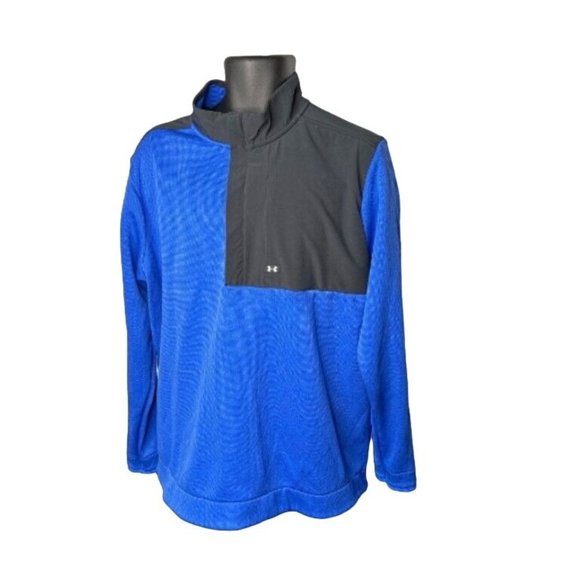 2XL XXL Under Armour Men's Electric Blue/Black 1/4 Zip Storm Sweater Golf Top - Picture 1 of 5